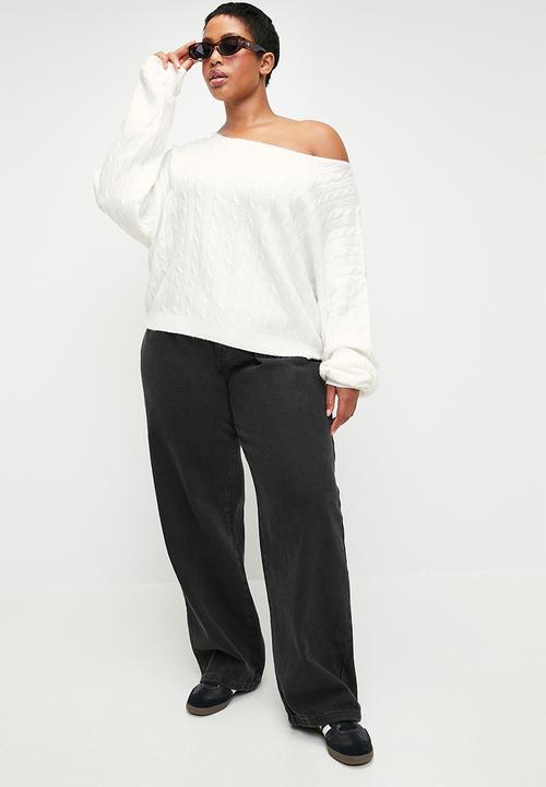 Cotton On - Plus Cable Off The Shoulder Knit Jumper - Coconut Milk