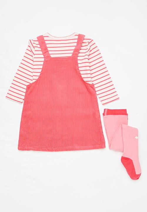 Pop Candy - 3 Piece striped set - Pink rose & white