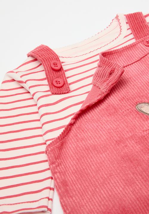 Pop Candy - 3 Piece striped set - Pink rose & white