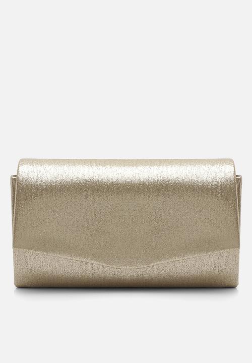 boohoo - Structured Metallic Clutch Bag & Chain - gold
