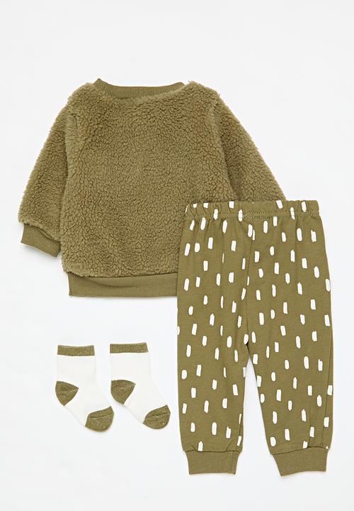 Pop Candy - Teddy fleece sweat top & legging set - green
