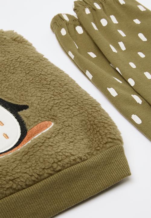Pop Candy - Teddy fleece sweat top & legging set - green