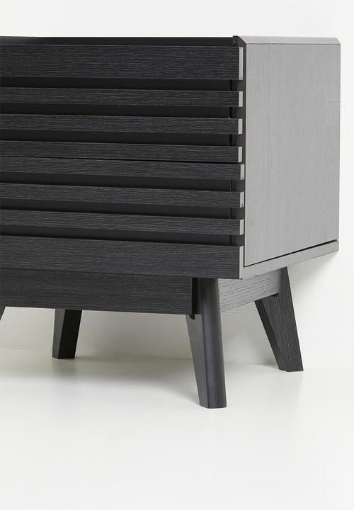 Sixth Floor - Slatted bedside table set of 2 - black