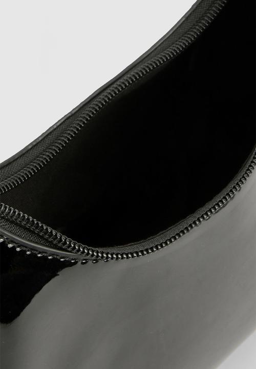 boohoo - Vinyl Curve Shaped Shoulder Bag - black