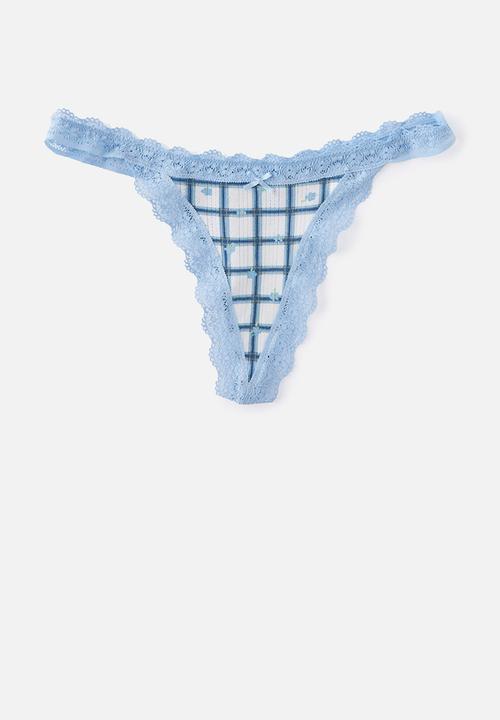 Cotton On - Organic Cotton Lace G String Brief 3Pk - Blck/Sallyditsywindsurfer/Sallyditsylilac