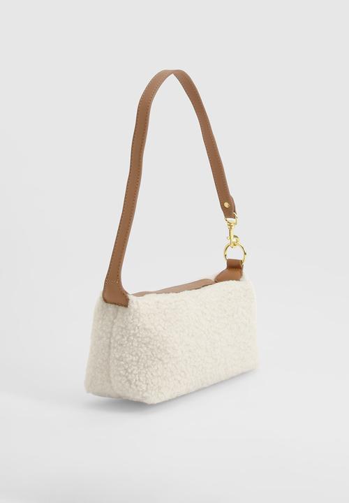 boohoo - Borg Detail Shoulder Bag - cream