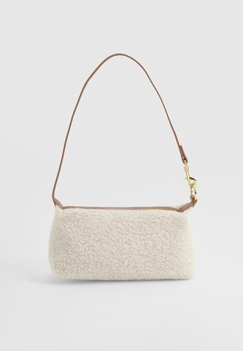 boohoo - Borg Detail Shoulder Bag - cream