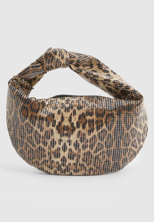 boohoo - Sequin Leopard Knot Detail Grab Bag - leopard
