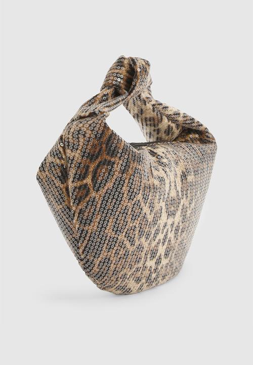 boohoo - Sequin Leopard Knot Detail Grab Bag - leopard