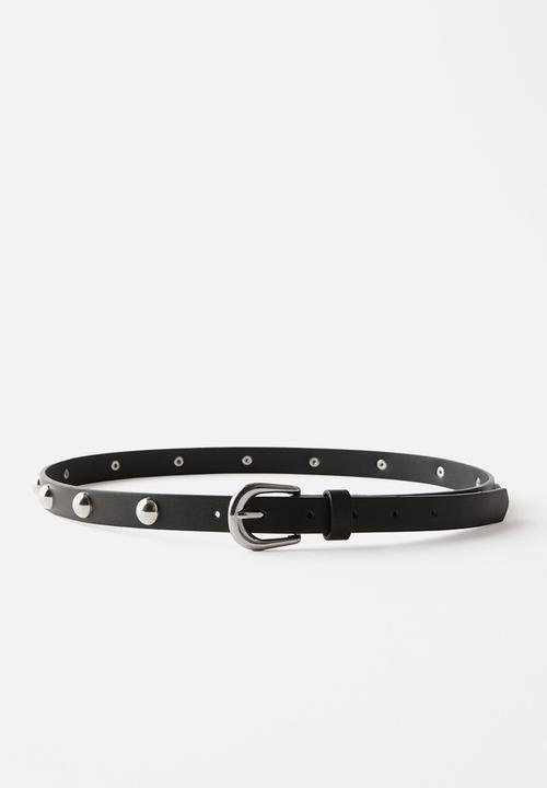 Rubi - Ebony studded belt - black/silver