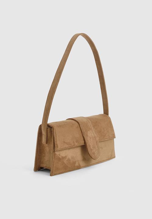 boohoo - Faux Suede Structured Shoulder Bag - taupe