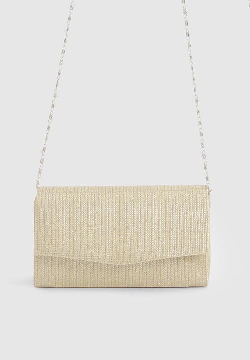 boohoo - Glitter Envelope Clutch Bag and Chain - gold