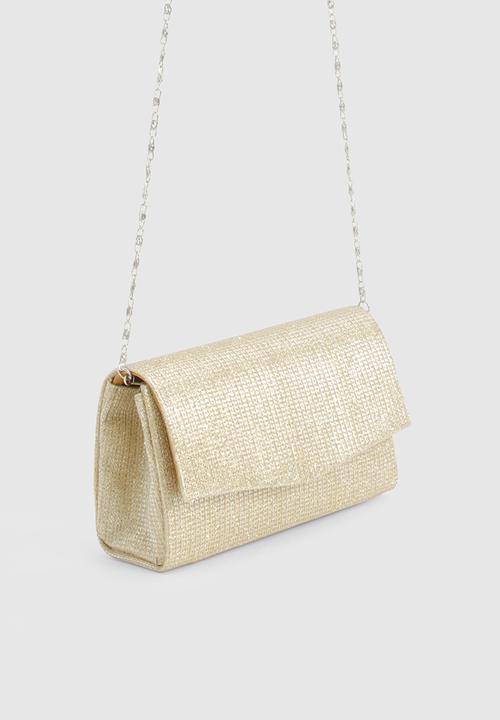 boohoo - Glitter Envelope Clutch Bag and Chain - gold