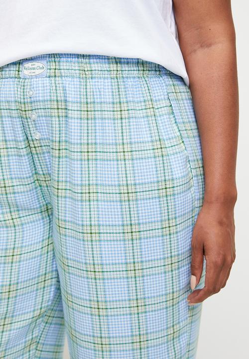 Cotton On - Plus Flannel Wide Leg Pant - Blue & Green Julia Check
