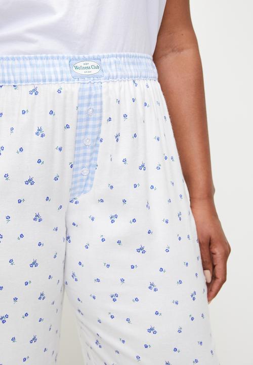 Cotton On - Plus Flannel Wide Leg Pant - Bella Rose Coconut Milk & Flossy Gingham