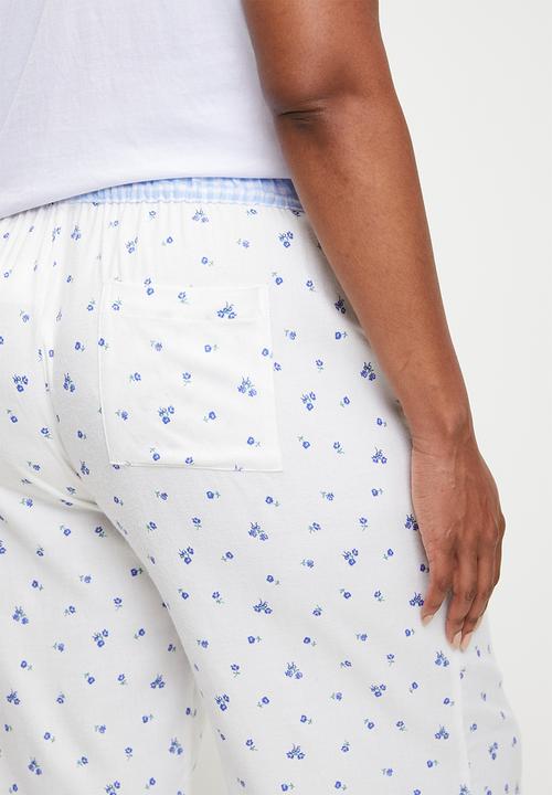 Cotton On - Plus Flannel Wide Leg Pant - Bella Rose Coconut Milk & Flossy Gingham