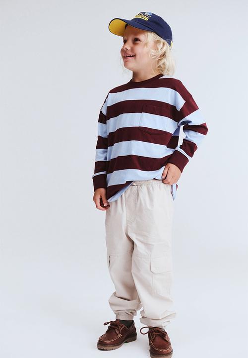 Cotton On - The essential long sleeve tee - dawn blue/bordeaux