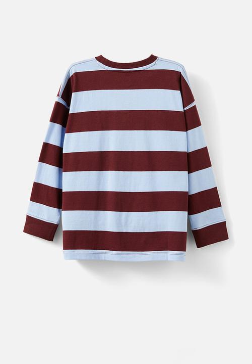 Cotton On - The essential long sleeve tee - dawn blue/bordeaux