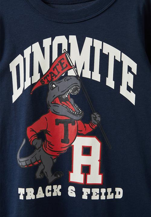 Cotton On - Long sleeve jonny tee - squid ink/ dinomite