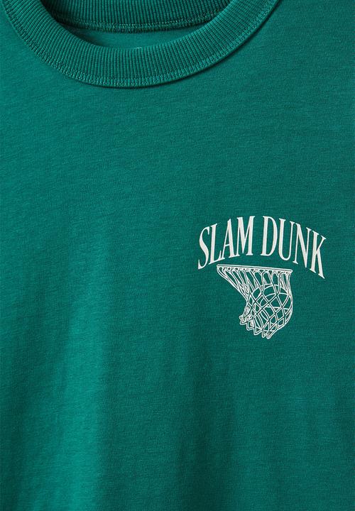 Cotton On - Long sleeve jonny tee - varsity green/slam dunk
