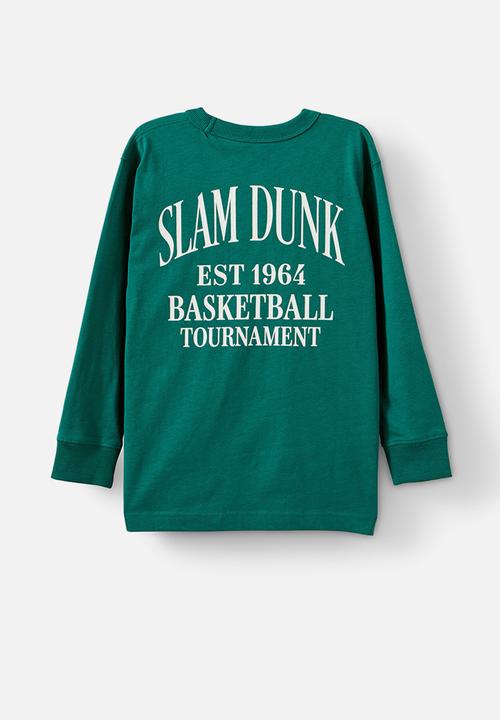 Cotton On - Long sleeve jonny tee - varsity green/slam dunk