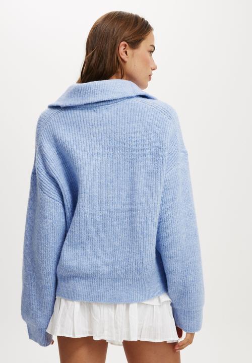 Cotton On - Luxe half zip pullover - dusk blue marle