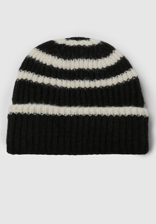 boohoo - Stripe Chunky Beanie - black