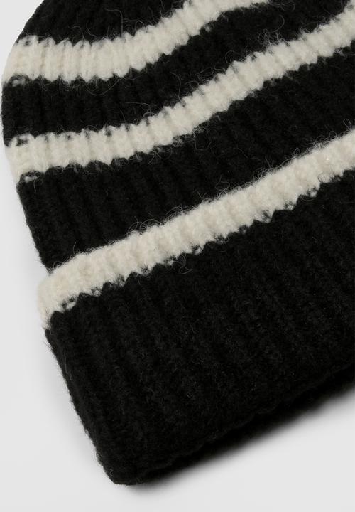 boohoo - Stripe Chunky Beanie - black