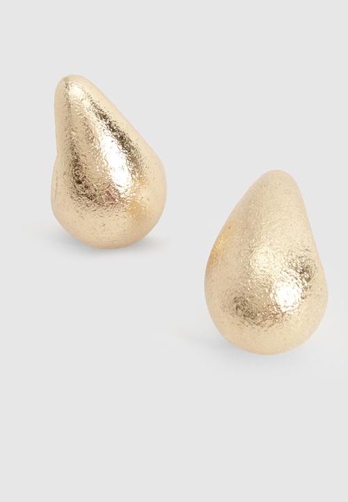 boohoo - Textured Statement Tear Drop Earrings - gold