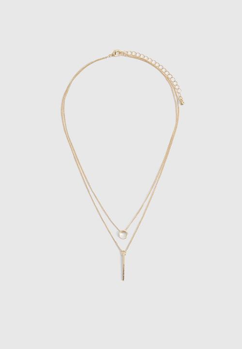 boohoo - Circle & Bar Simple Layered Necklace - gold