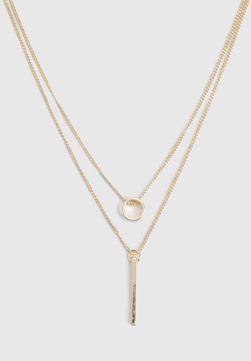 boohoo - Circle & Bar Simple Layered Necklace - gold