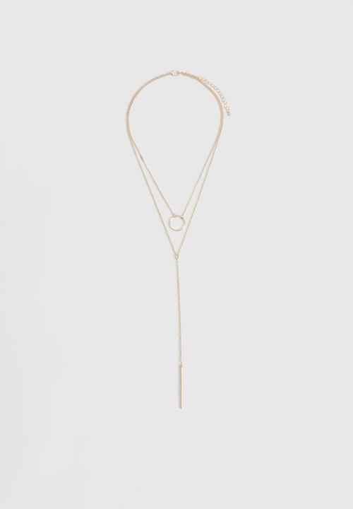 boohoo - Bar Pendant Double Row Necklace - gold