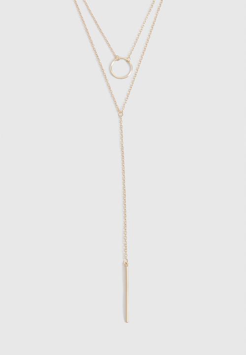 boohoo - Bar Pendant Double Row Necklace - gold