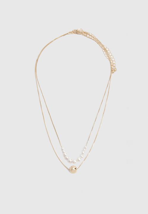boohoo - Pearl Detail 2 Pack Necklaces - gold