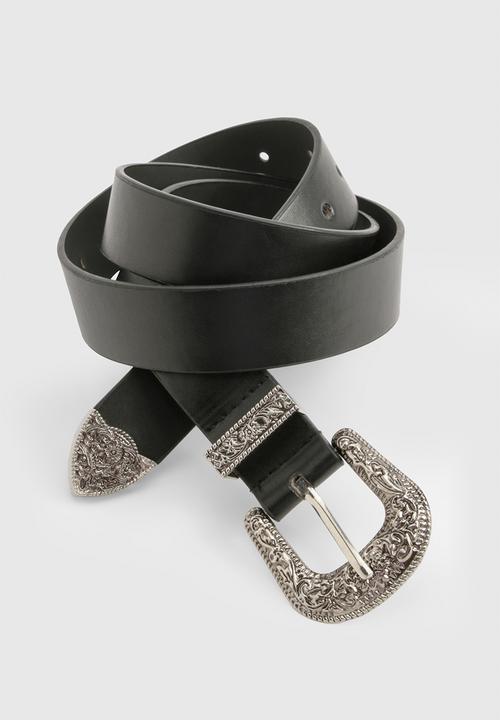 boohoo - Black Western Buckle Belt - black