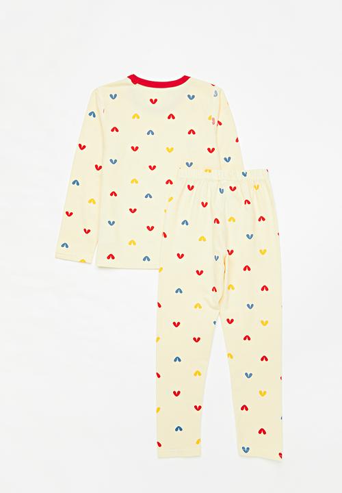 Pop Candy - Heart print pj set - ecru