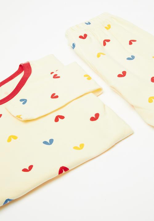 Pop Candy - Heart print pj set - ecru