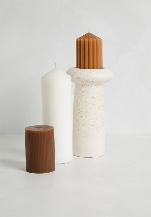 Sixth Floor - Sandstone Candle Holder - Ivory