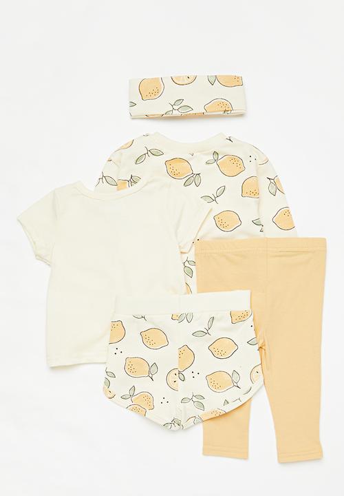 Pop Candy - 5 Piece set-ecru & yellow