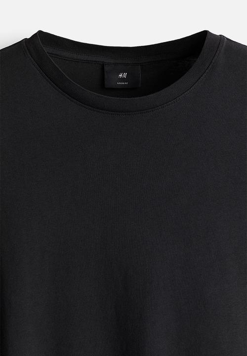 H&M - Loose fit washed-look T-shirt - black