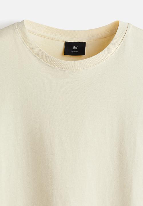 H&M - Loose fit washed-look T-shirt - light beige