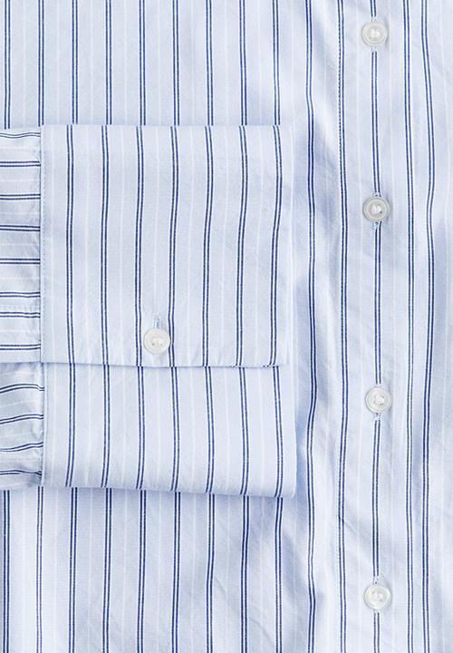 H&M - Striped cotton shirt - light blue/striped 