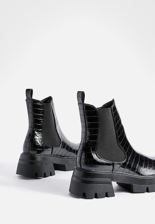 boohoo - Cleated sole chunky chelsea boots - black