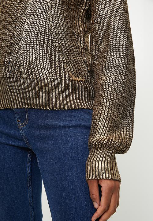 SISSY BOY - BRONZE GOLD: Metallic Knit Sweater - Gold