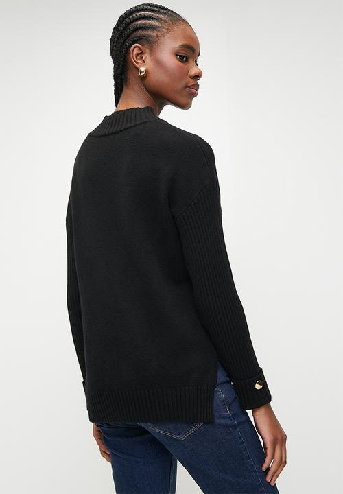 SISSY BOY - WILLOW: Basic Polo Neck Knit Sweater - Black