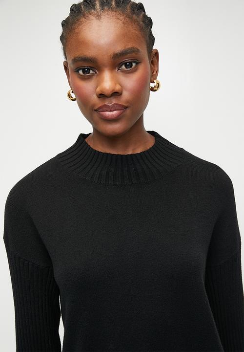SISSY BOY - WILLOW: Basic Polo Neck Knit Sweater - Black