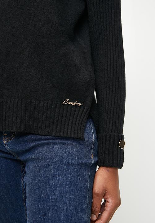 SISSY BOY - WILLOW: Basic Polo Neck Knit Sweater - Black