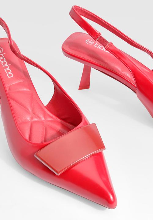 boohoo - Low slingback point heeled courts - red
