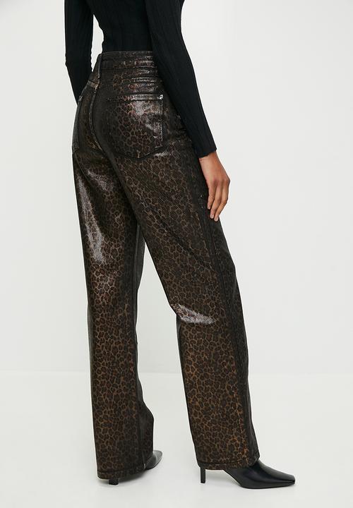 Trendyol - Limited edition leopard foil printed high waist wide leg - brown