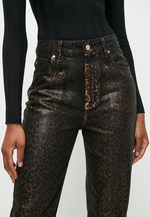 Trendyol - Limited edition leopard foil printed high waist wide leg - brown